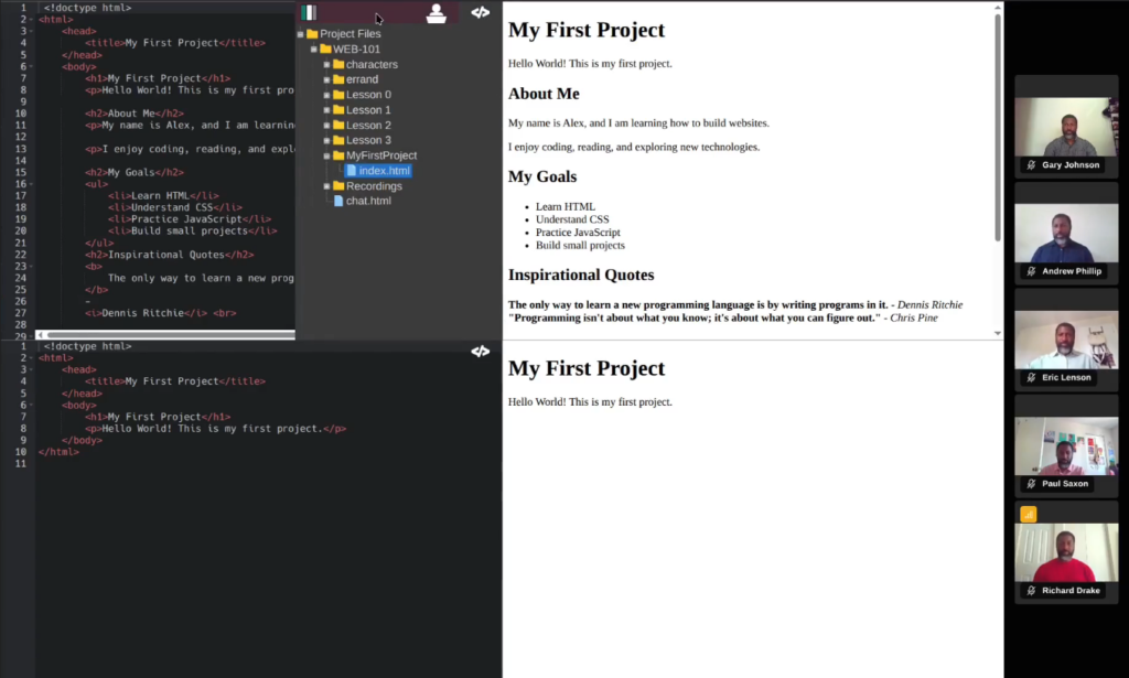 Screenshot of Codeboard Online virtual coding classroom.